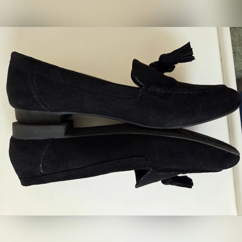 Fioni Ballet Flats Black Suede Leather Slip On Comfort Tassels Womens Size 6.5 - Picture 11 of 15